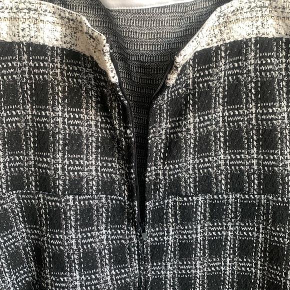 City Triangles XL Blk/Wht Plaid Tweed Fitted with Peplum Hemline Mini Dress-NWT - Picture 9 of 10